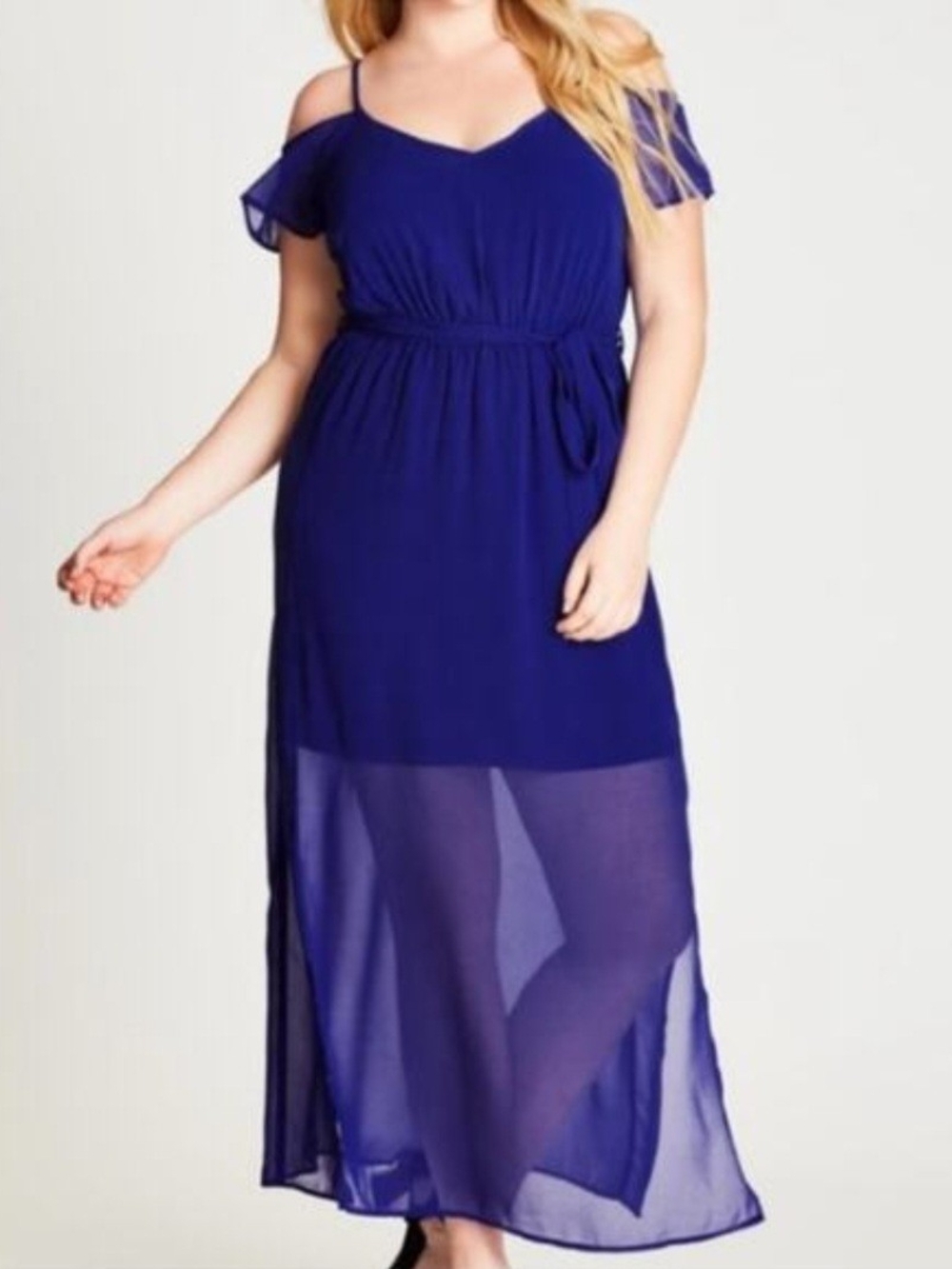City Chic Royal Blue Cold-Shoulder Maxi Dress